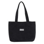 Large capacity corduroy shoulder tote bag