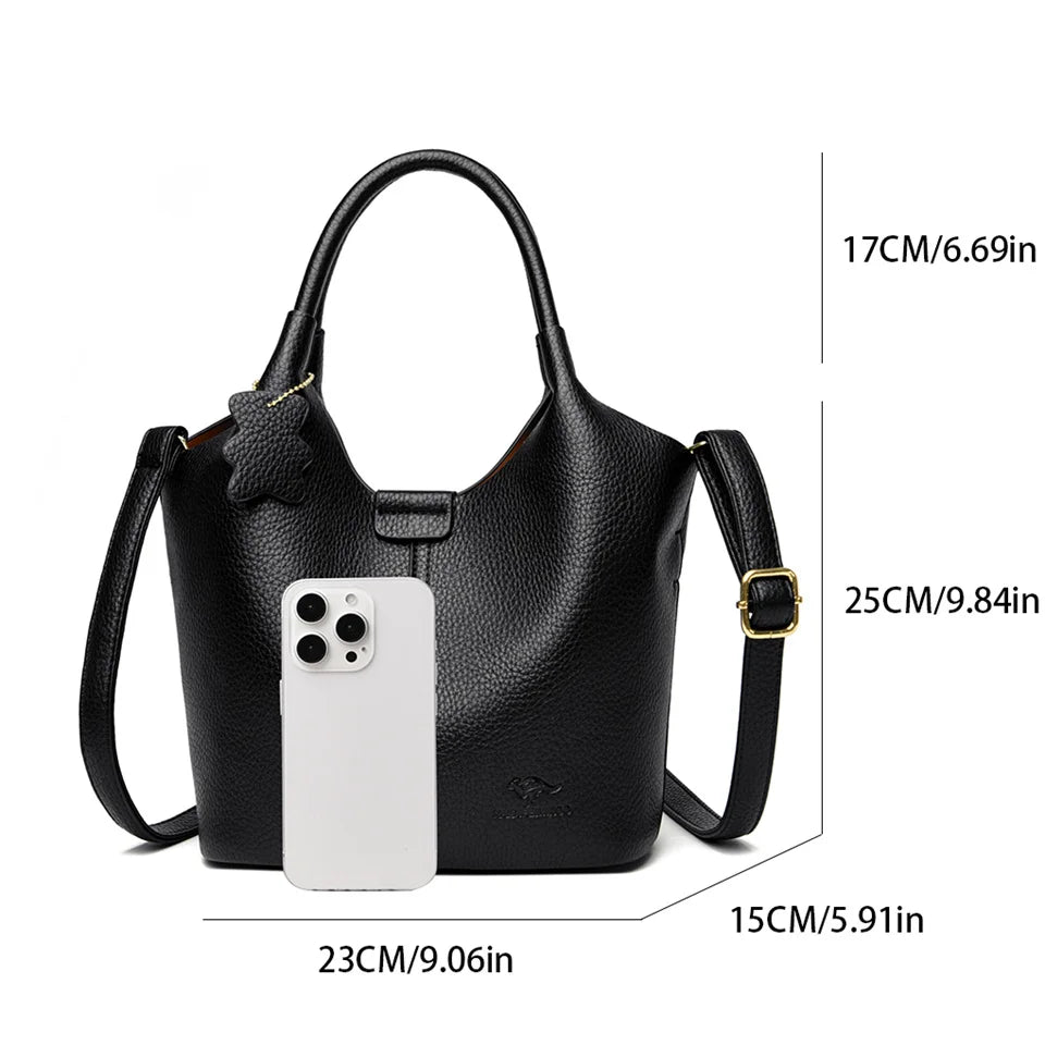 Leather shoulder handbag