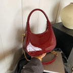 Women shiny leather hobo bag