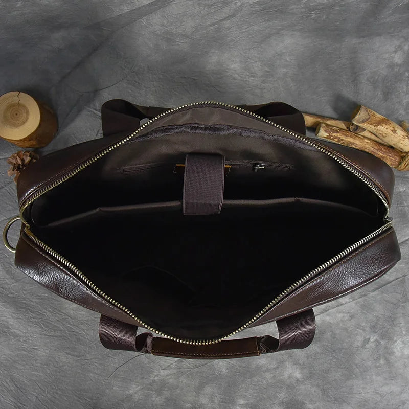 Structured leather laptop case