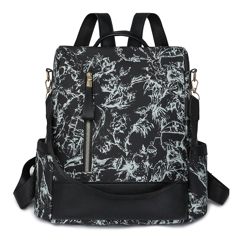 Women’s anti-theft leather knapsack