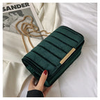Luxury corduroy handbag with gold chain strap