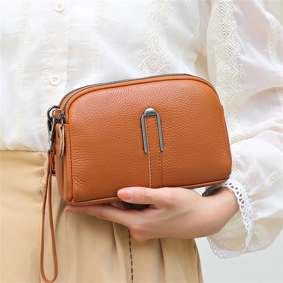 Lightweight leather sling bag