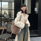 Suede shopper handbag