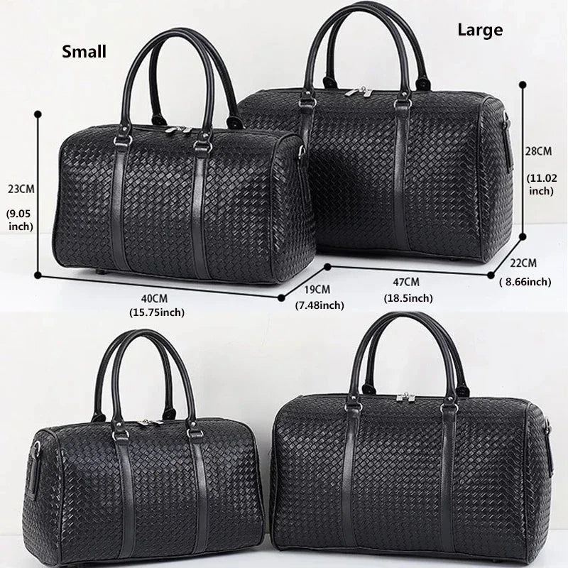 Business leather weekender duffle bag