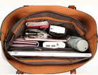 Large leather tote bag with zipper