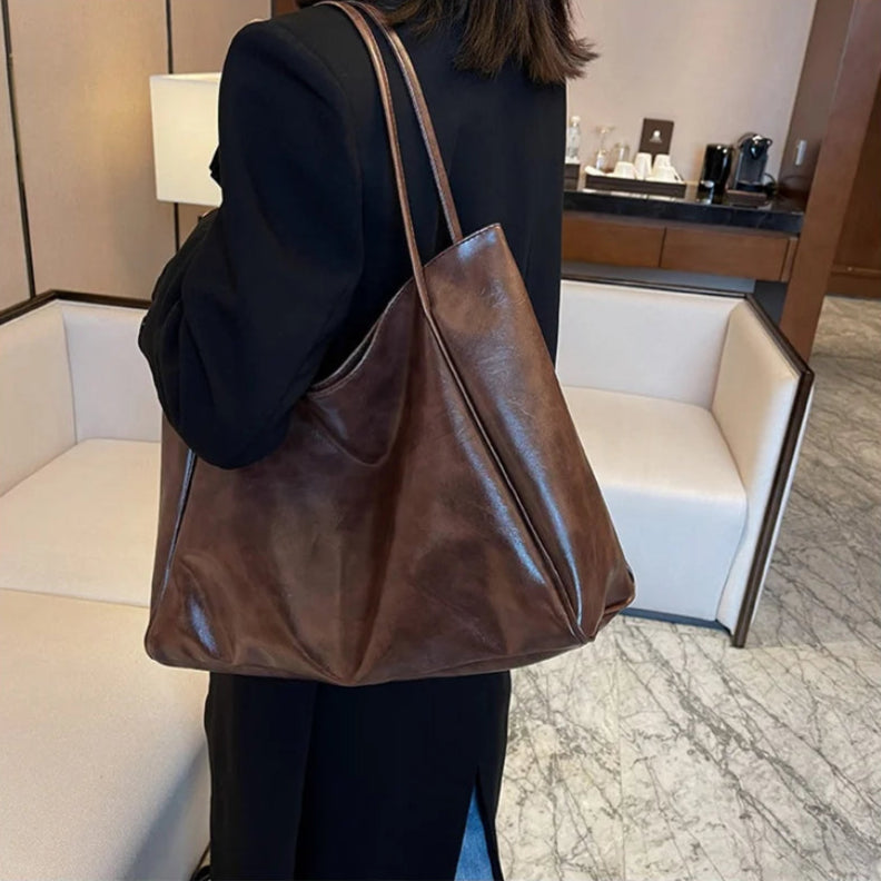 Sleek leather tote bag for women