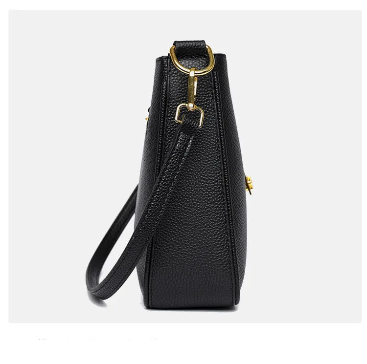 Functional leather crossbody bag