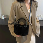 Everyday suede handbag with strap