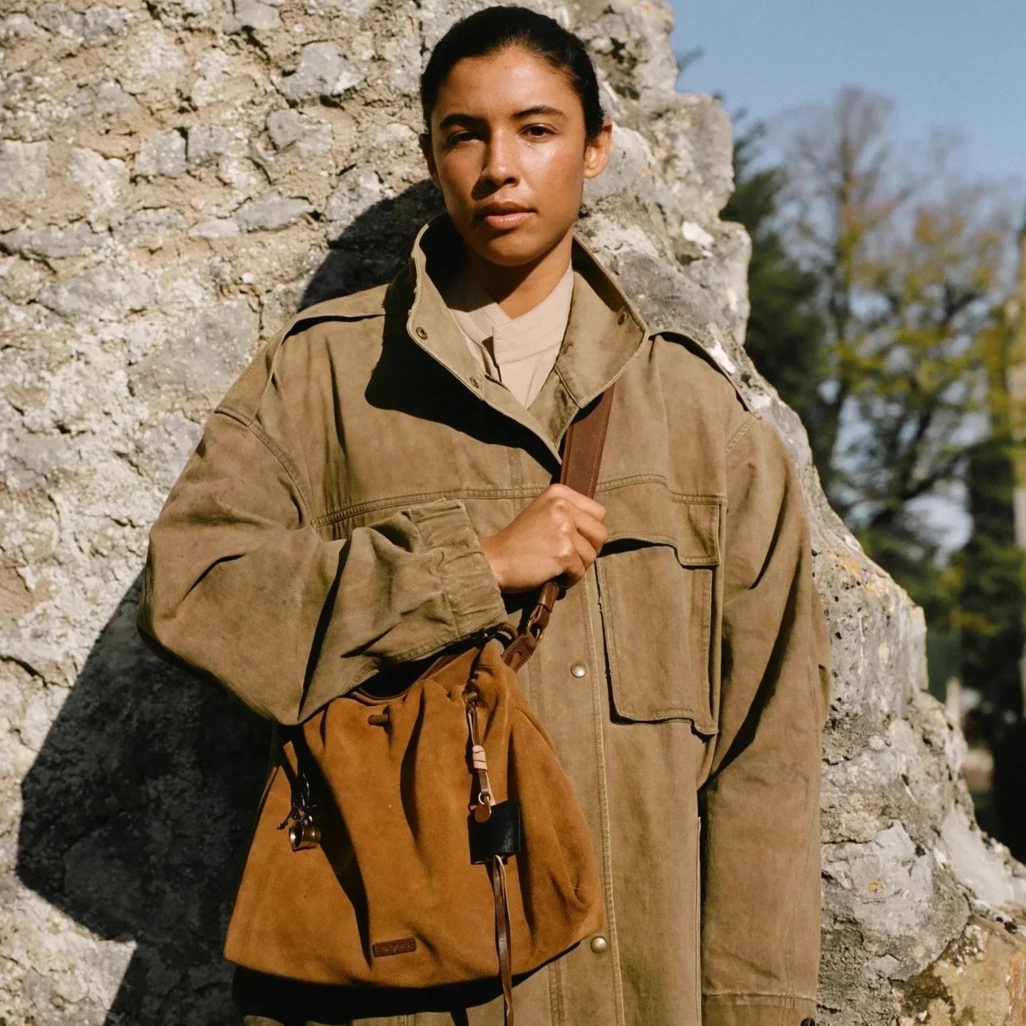 Large suede handbag for all seasons