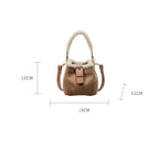 Mini square suede handbag with fake fur