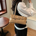 Soft-touch leather shoulder bag