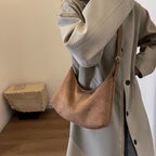 Vintage suede hobo shoulder handbag