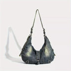 Stonewashed denim handbag with soft finish