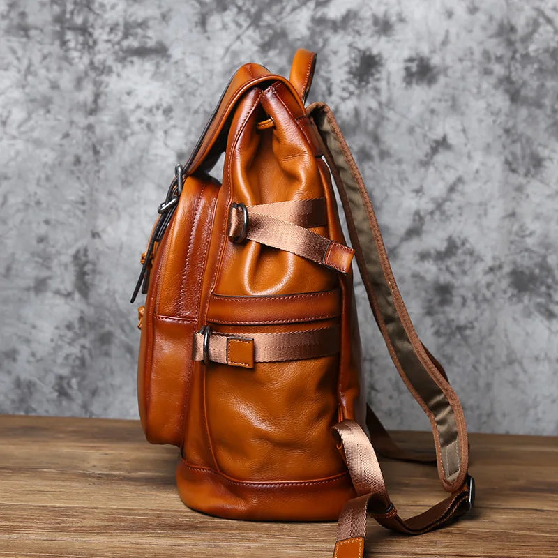 Heavy-duty leather rucksack