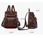 Large capacity leather knapsack