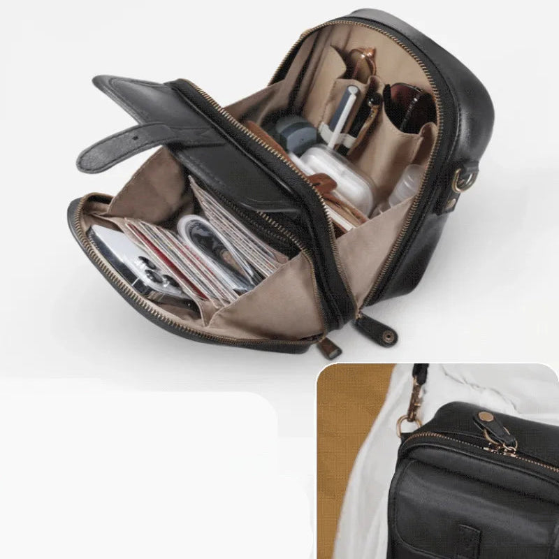 Structured small leather crossbody bag