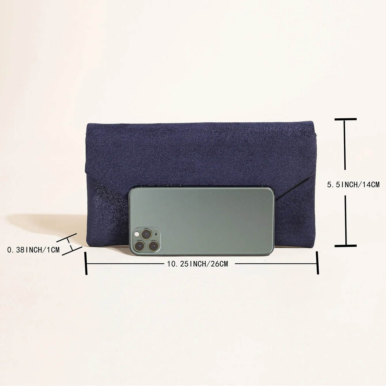 Corduroy envelope clutch bag with magnetic closure