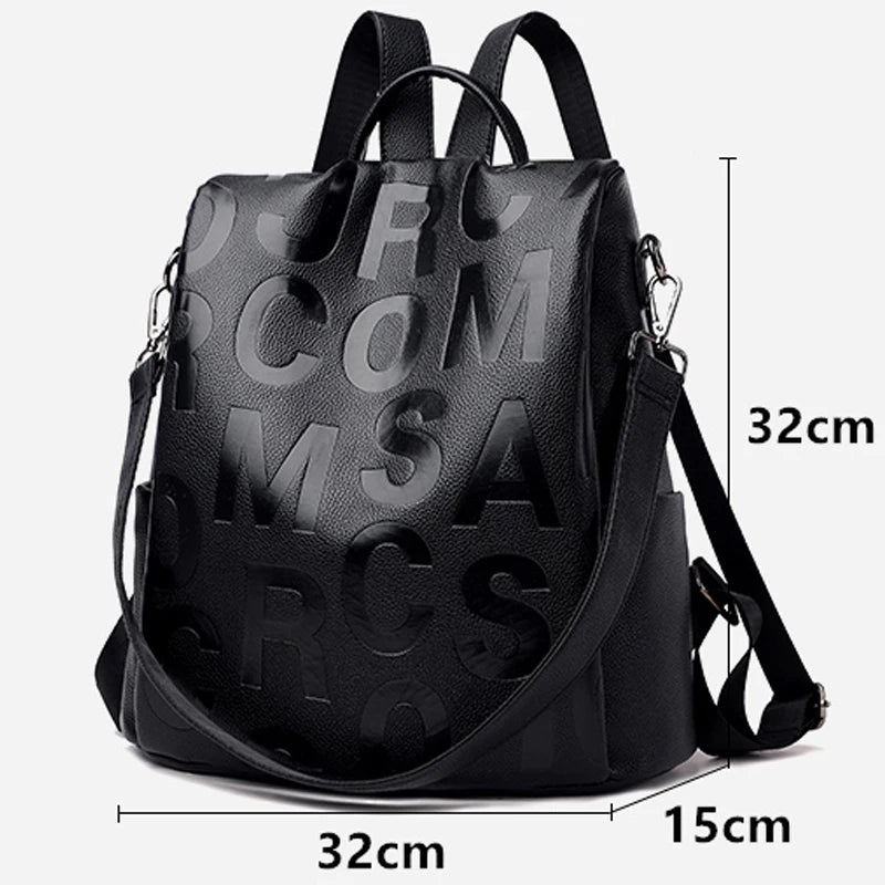 Urban chic anti-theft leather knapsack