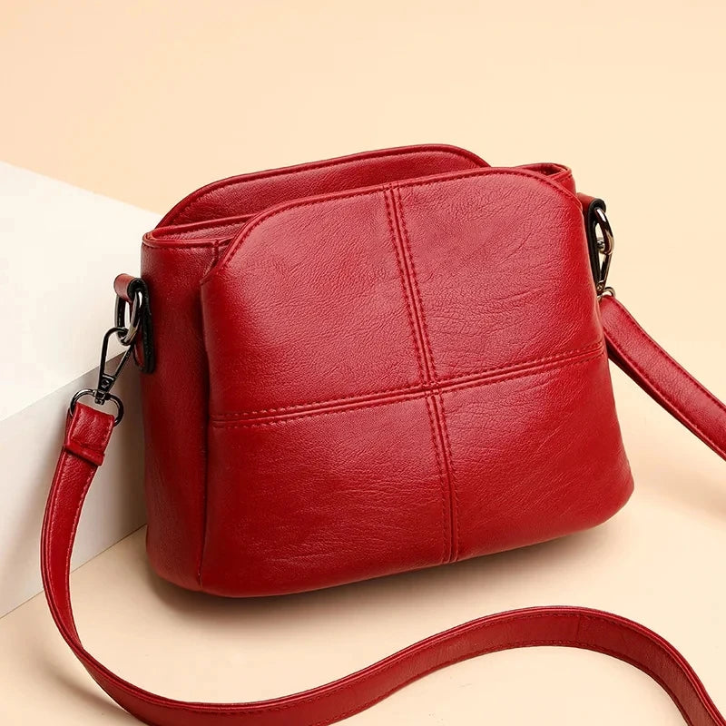 Square leather shoulder purse