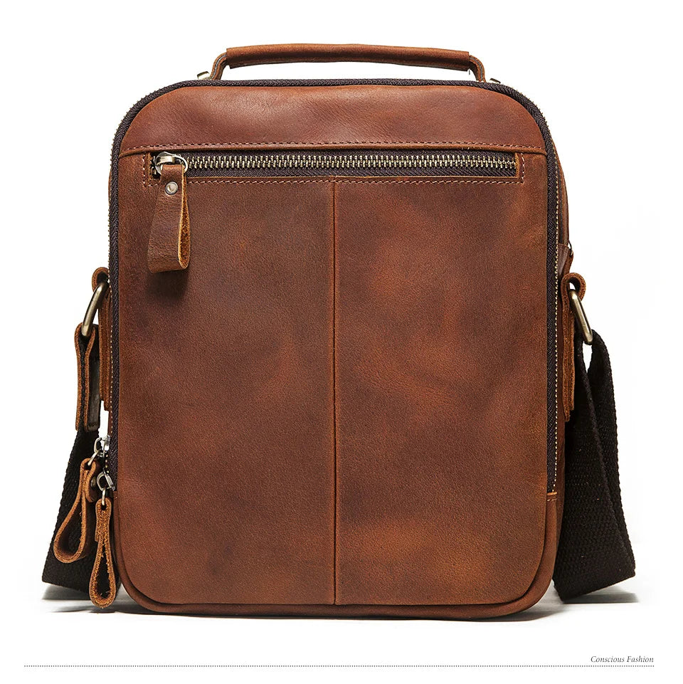 Compact leather crossbody satchel