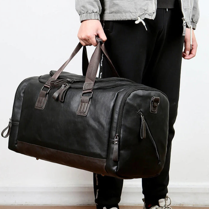 Convertible leather duffle bag