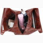 Red leather hobo bag