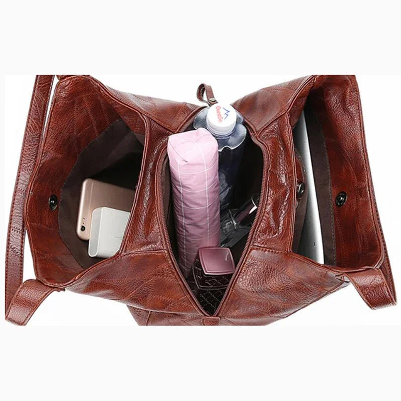 Coffee leather hobo bag