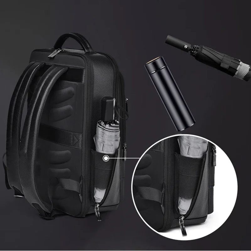 Business leather laptop backpack