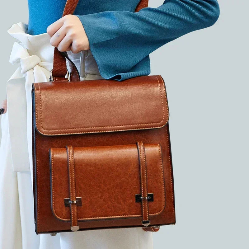 Leather satchel backpack