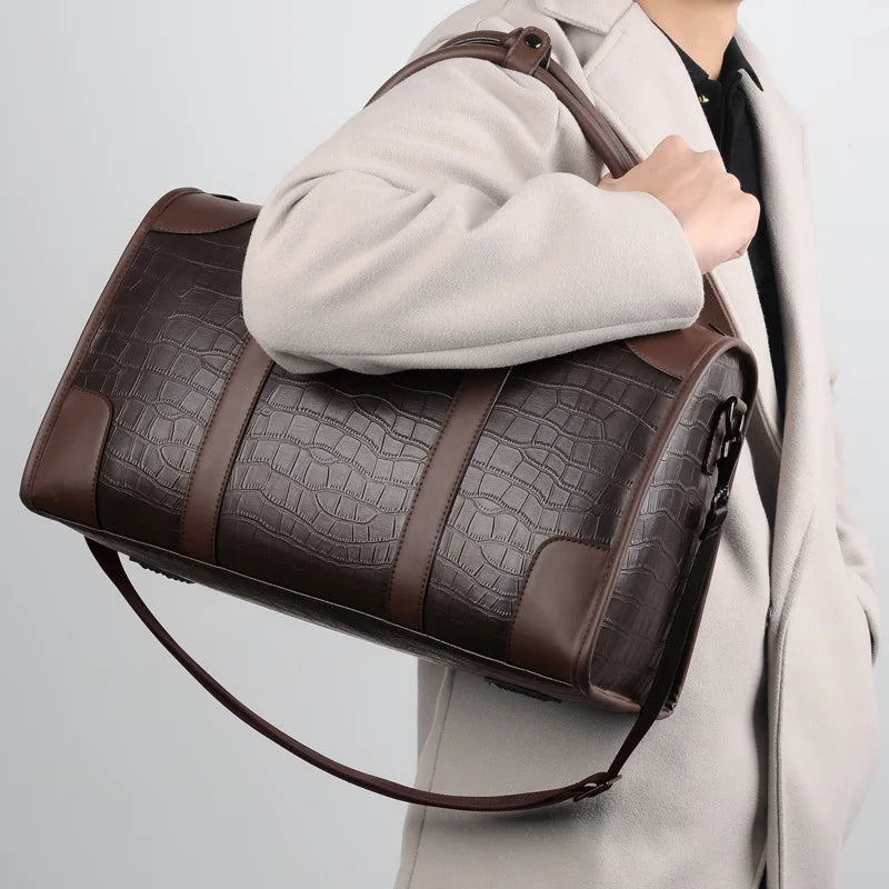 Unisex leather duffle bag