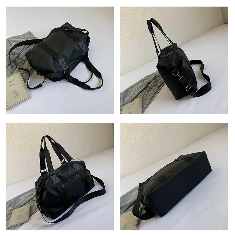 Black grey sports duffel bag