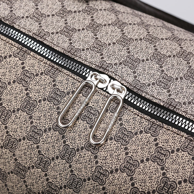 Textured leather travel duffle bag