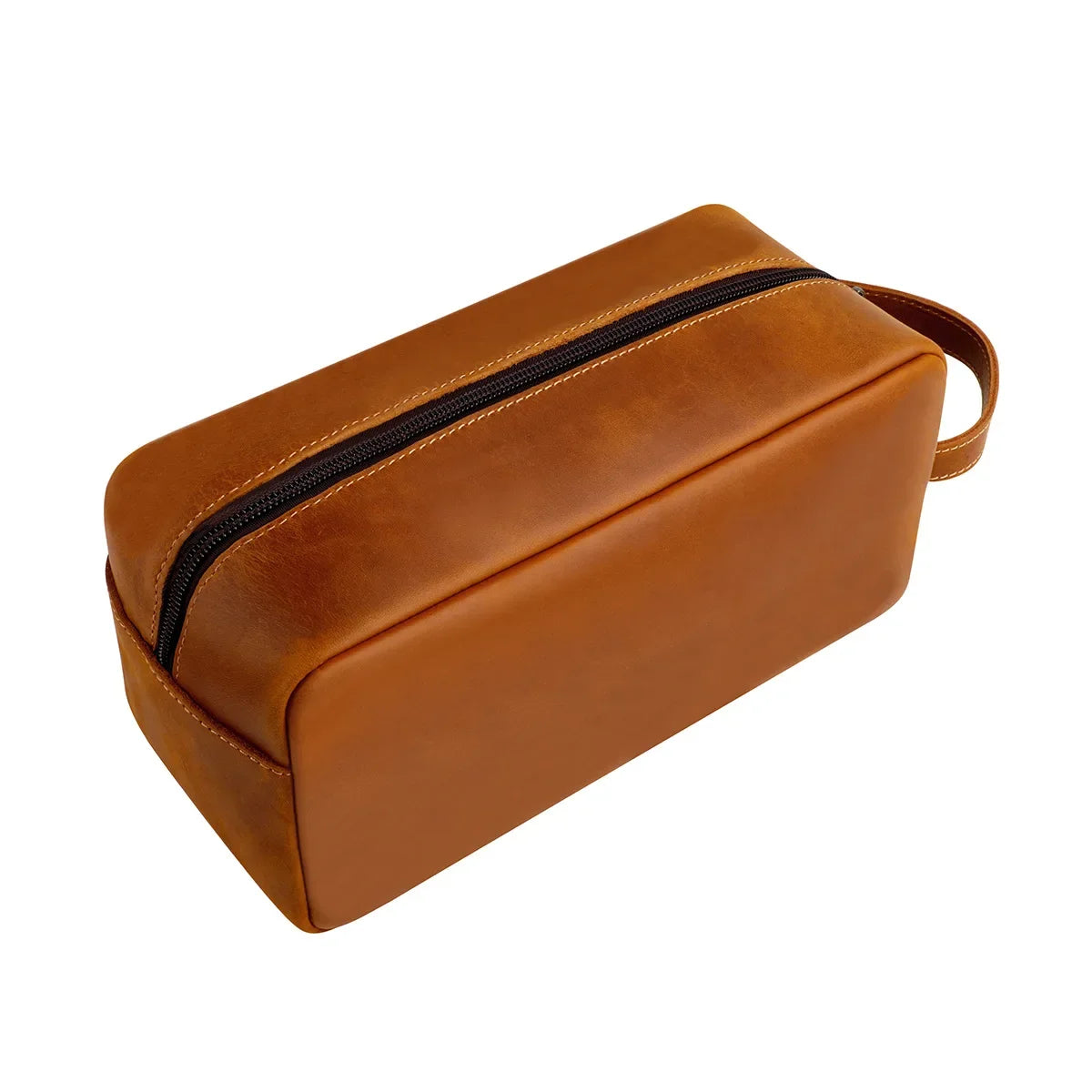 Durable travel leather toiletry bag