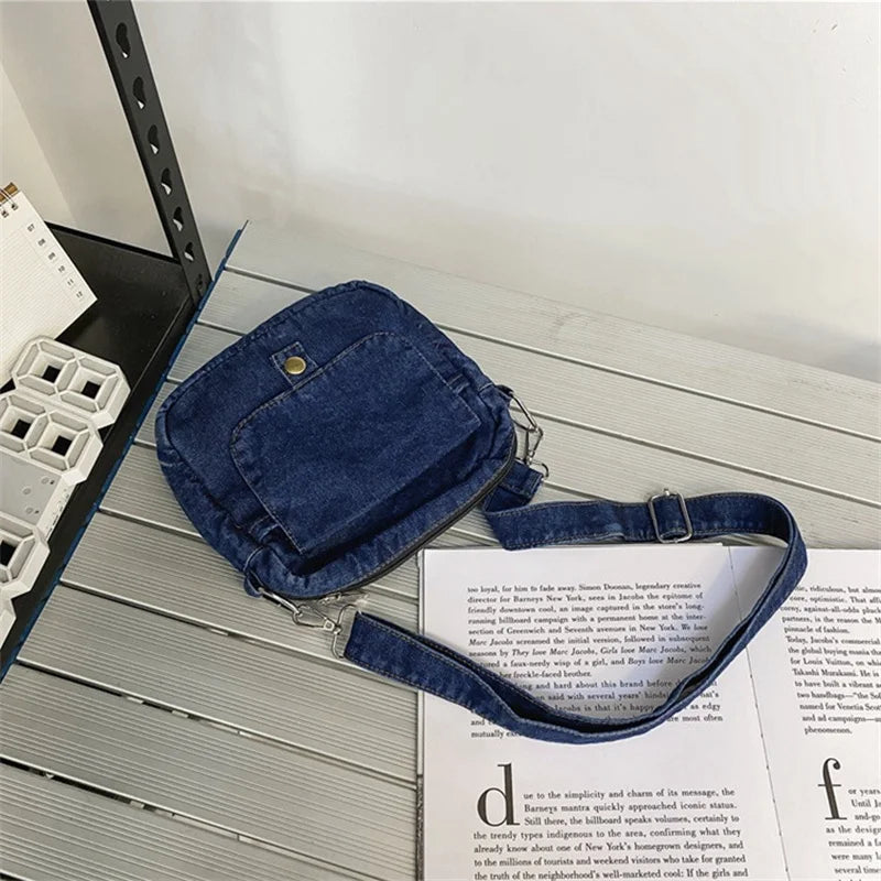 Soft denim crossbody handbag