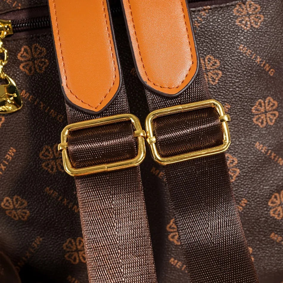Designer-style leather knapsack