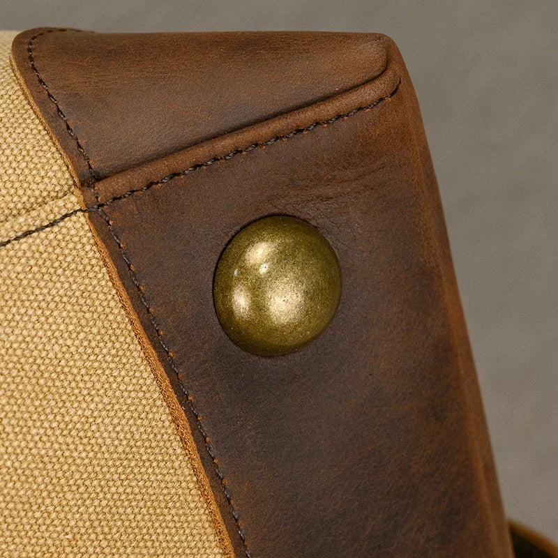 Soft leather overnight duffle bag