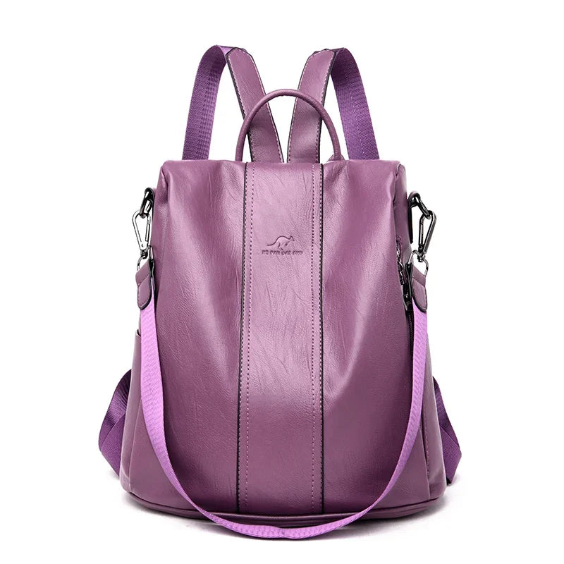 Soft leather backpack for women