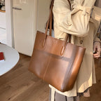 Functional leather tote bag