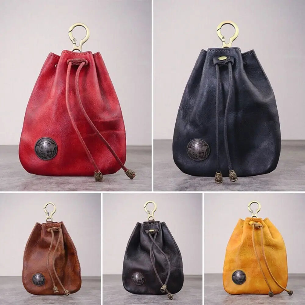 Soft leather drawstring pouch