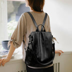 Soft leather travel backpack