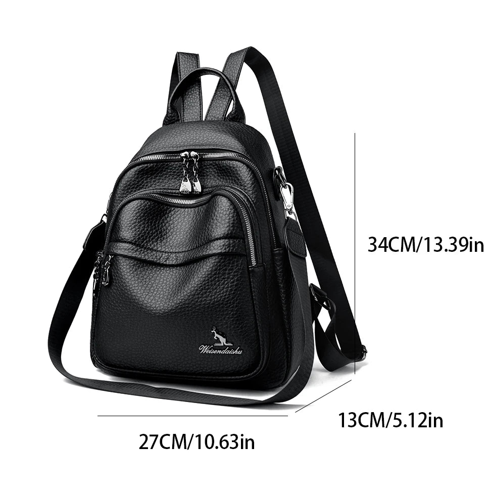 Convertible leather backpack for women