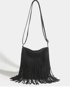 Classic suede shoulder bag with soft silhouette