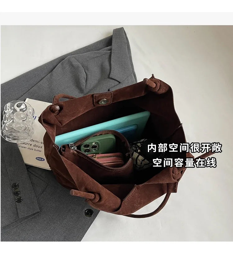 Shoulder suede tote bag