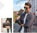 Leather zipper clutch