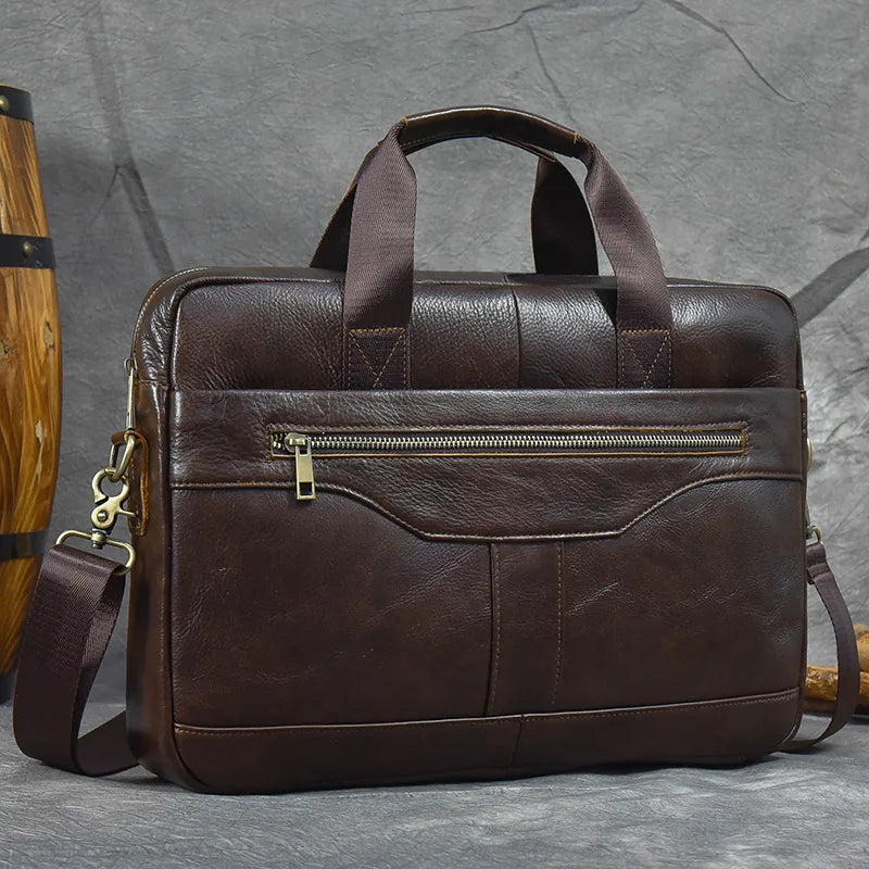 Structured leather laptop case