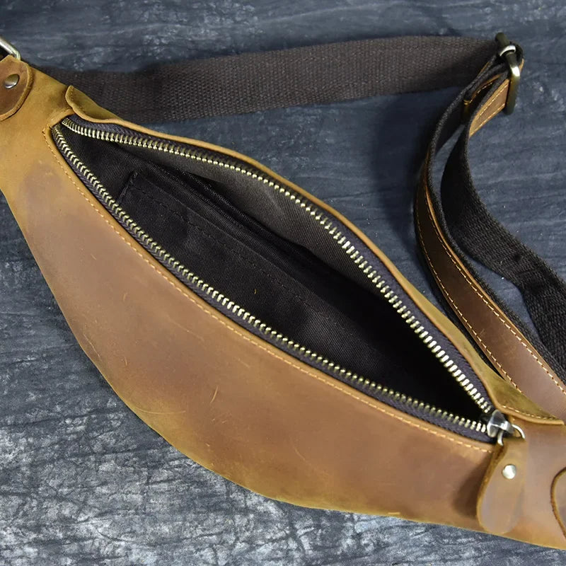 Retro leather belt bag