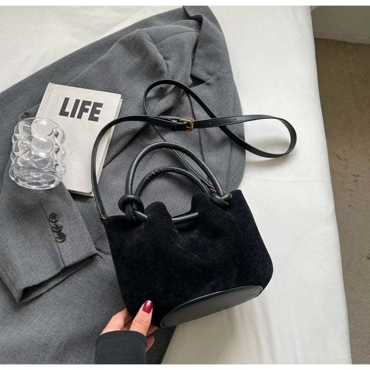 Everyday suede handbag with strap