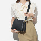 Soft leather handbag with zipper