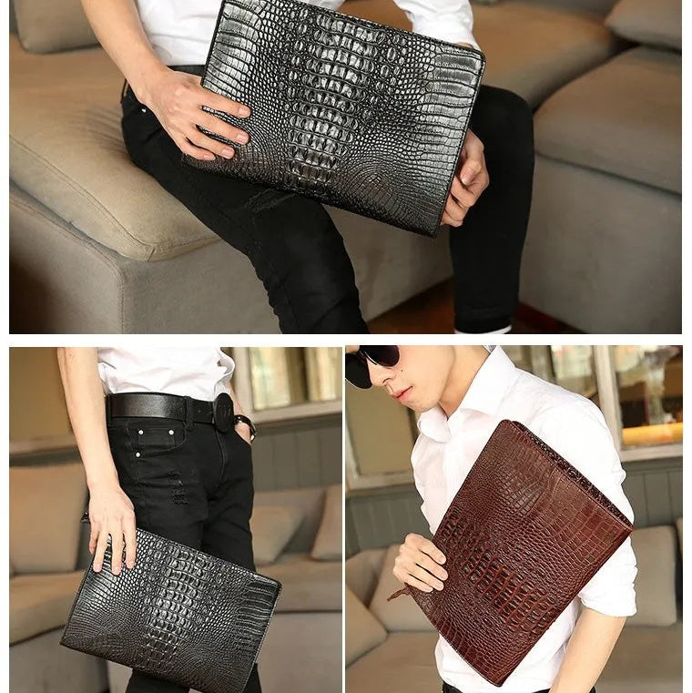 Large leather clutch